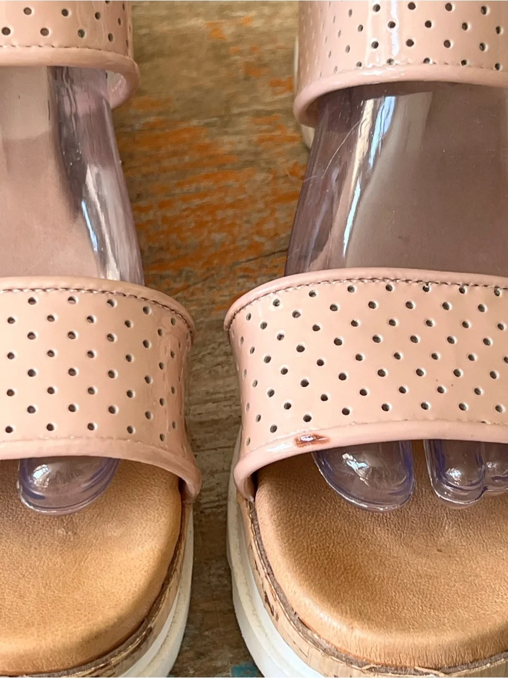 Piampiani Blush Pink Perforated Sandals Size 39/8 1/2